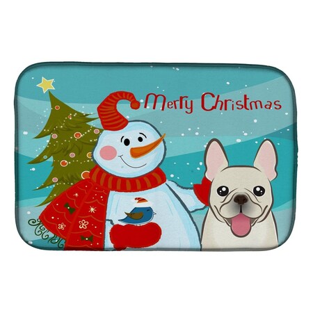 Carolines Treasures Snowman With French Bulldog Dish Drying Mat BB1858DDM